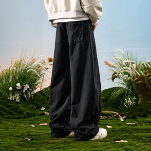 男2025秋冬新款 Nuthink美式 宽松休闲伞兵长裤 裤 复古阔腿弯刀工装