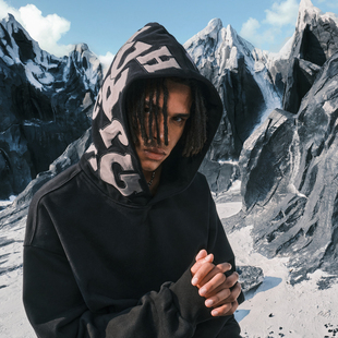 Nuthink美式 复古满字字母刺绣连帽卫衣重磅外套男女2025秋冬新款