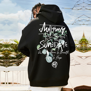 上衣2025秋新品 Nuthink国潮重磅字母连帽卫衣男潮牌宽松美式 帽衫