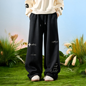 男款 Nuthink美式 子阔腿长裤 加绒裤 2026年春 潮牌刺绣字母垂感卫裤