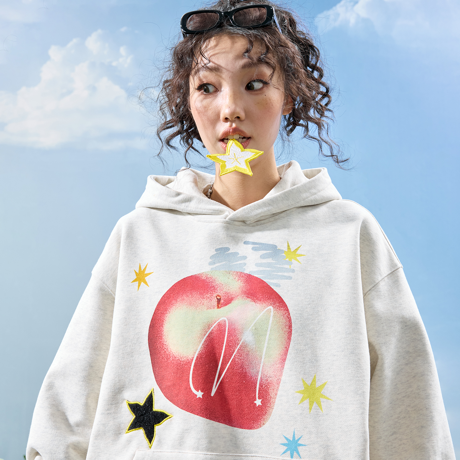 Nuthink美式苹果连帽卫衣男女