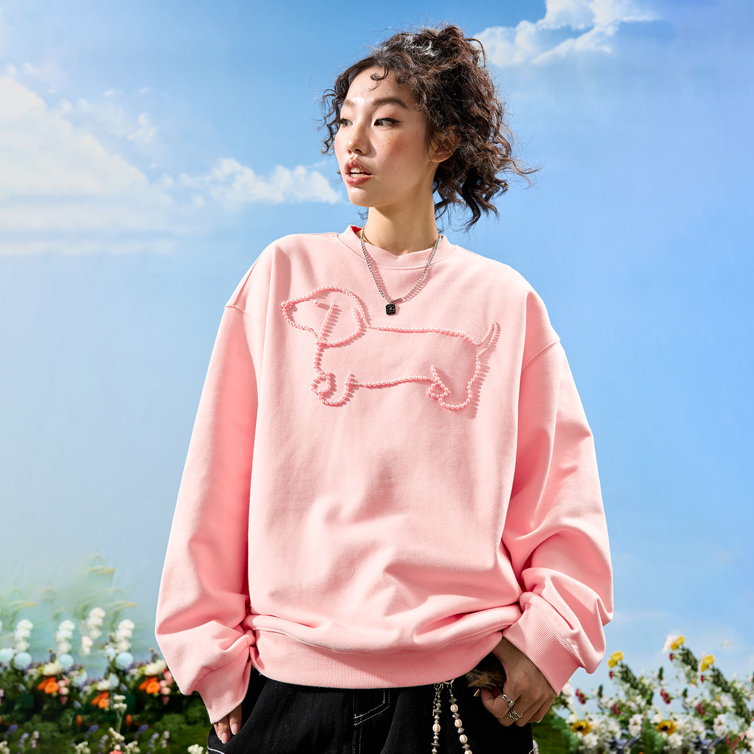 Nuthink珍珠小狗腊肠狗卫衣男女