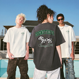 潮牌复古水洗做旧小狗短袖 新款 T恤男款 2026年夏季 男士 Nuthink美式