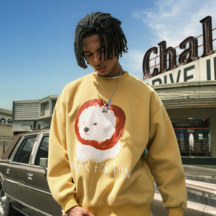 新款 Nuthink美式 潮牌苹果小狗印花圆领卫衣复古字母男女2025冬季