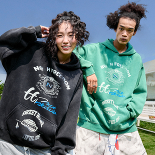 新款 Nuthink美式 复古水洗做旧满字字母连帽卫衣珍珠男女2025冬季