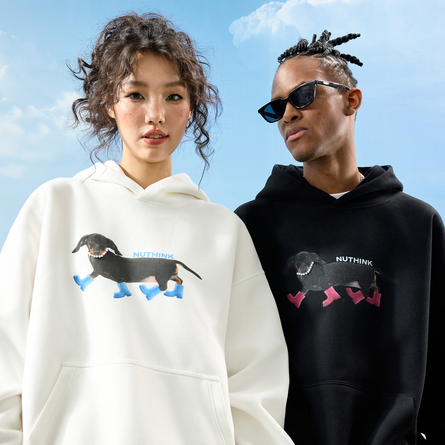 Nuthink珍珠腊肠狗小狗连帽卫衣