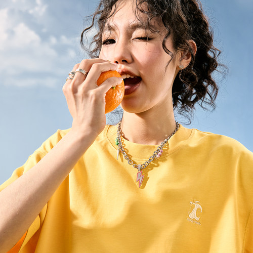 Nuthink简约苹果刺绣美式T恤男女