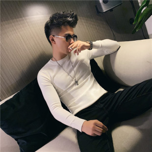 毛衣针织衫 纯色打底衫 修身 潮流网红潮牌ins个性 线衣长袖 秋冬男士