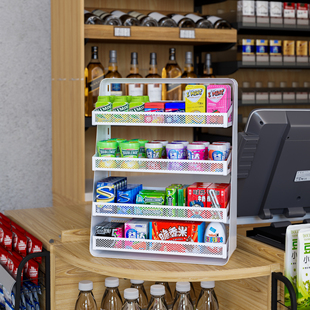 桌面多层零食品收纳架影院奶茶店收银台面奶酪糖精口香糖陈列架