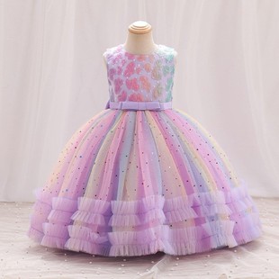 first Princess birthday gown mesh baby girl's dress女童礼服