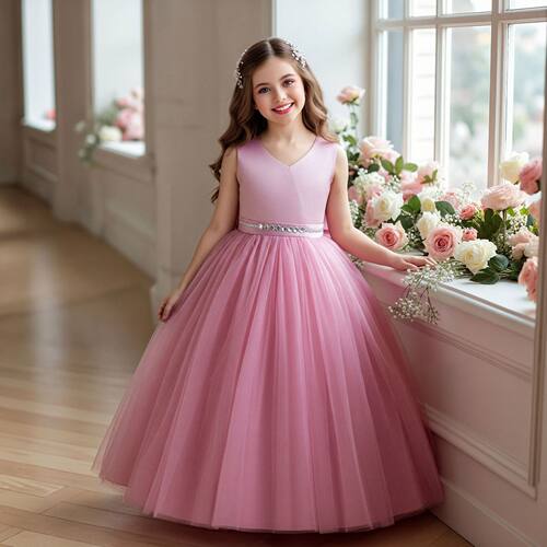 Kids Summer Gown Dresses For 3-12 Girl Flower Princess Dress