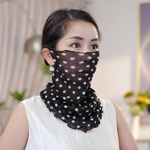 防晒面纱夏季女士薄款丝巾冰丝面罩口罩遮阳全脸脖套挂耳围脖户外