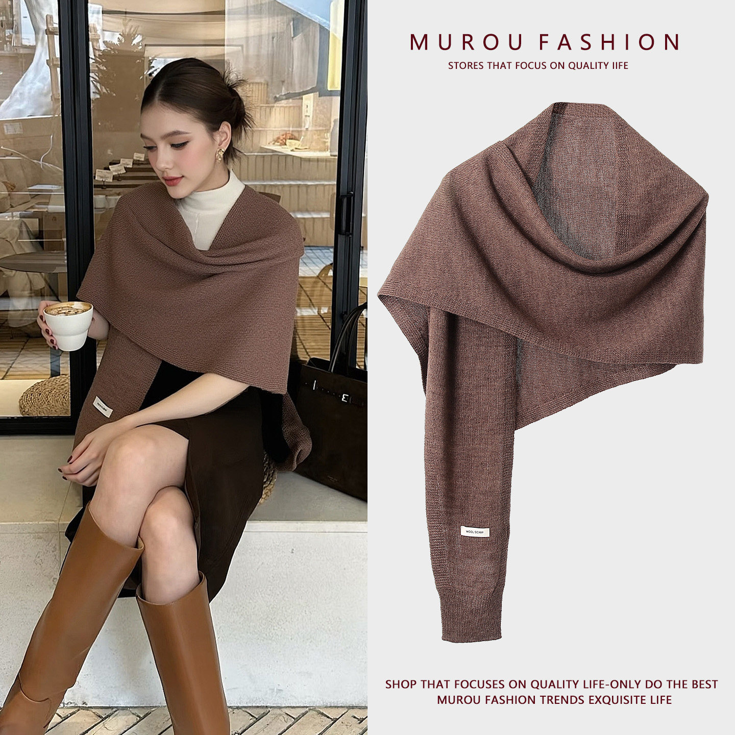 慵懒风不规则含羊毛大三角围巾女冬季保暖护颈披肩多功能外搭围脖,服饰配件/皮带/帽子/围巾,围巾/丝巾/披肩,淘宝优惠券,粉丝福利购,淘宝优惠卷