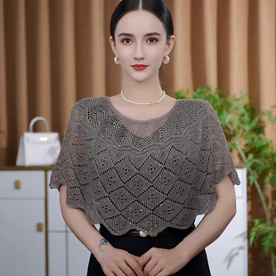 网红斗篷防晒套头针织披肩女春夏薄款时尚百搭配裙子外搭短款披风