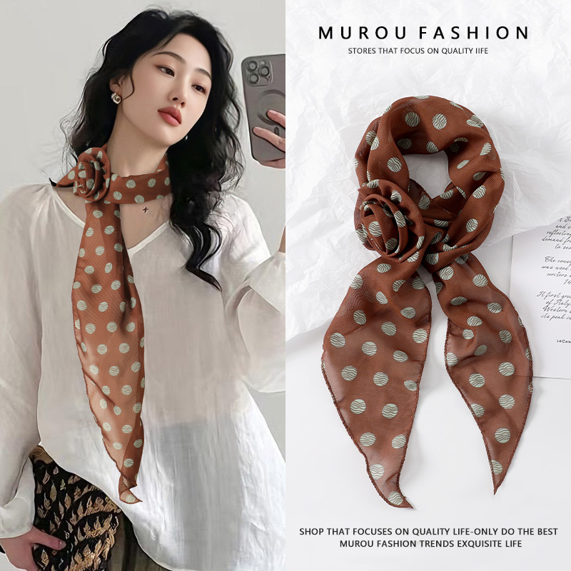 长条波点丝巾女春夏新款百搭