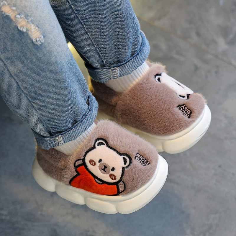 2026新款儿童棉鞋冬季防滑男女童可爱卡通宝宝加绒包跟保暖毛绒鞋
