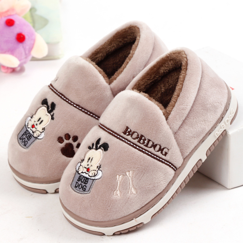 冬季厚底包跟儿童棉拖鞋巴布豆男