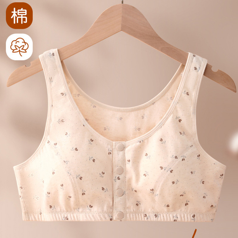纯棉妈妈文胸薄款全罩杯彩棉胸罩