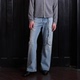 VLABMADE 手缝刺子水洗做旧破坏浅蓝猫须2021M宽松阔腿微喇牛仔裤