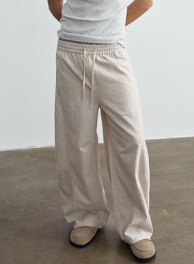 VLABMADE 松弛度假垂感亚麻混纺长裤弧形剪裁宽松舒适慵懒阔腿裤