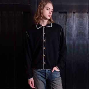 VLABMADE 外套 优雅三角针老钱静奢风手缝线果实纽扣肌理针织开衫