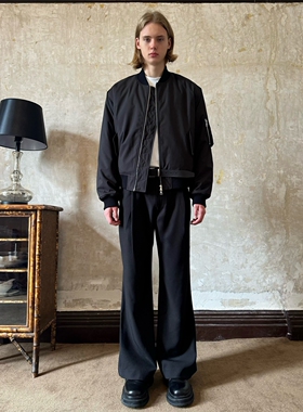 VLABMADE 纵享丝滑 高垂感立体剪裁双褶免烫抗皱微喇宽松休闲西裤