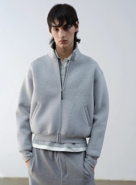 VLABMADE boxy廓形宽松立领干练拉链卫衣双层空气棉挺阔短款外套