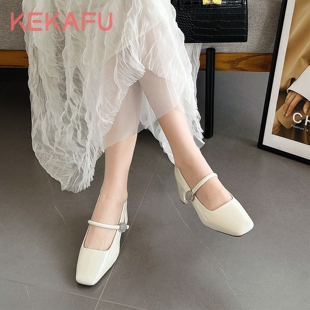 珂卡芙时装单鞋2025秋季新款法式方头粗跟气质名媛风配裙子高跟鞋