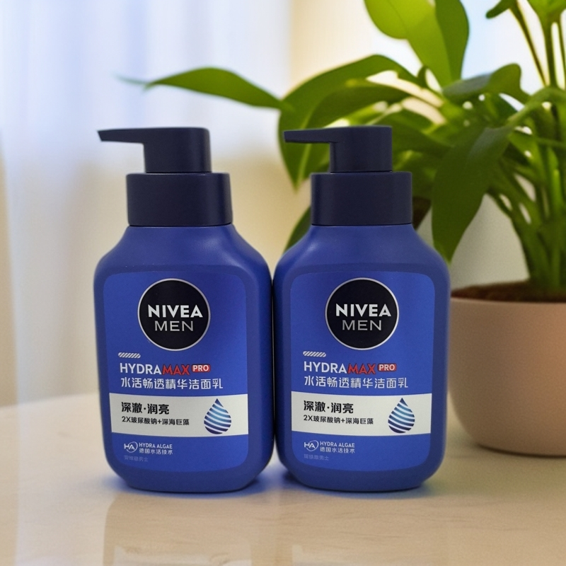 妮维雅男士水活畅透精华洁面双支装深层清洁保湿新包装