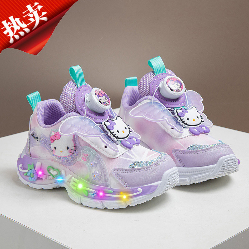女童四季鞋子2026新款可爱亮灯猫咪运动风洋气7岁8女孩校园跑步鞋