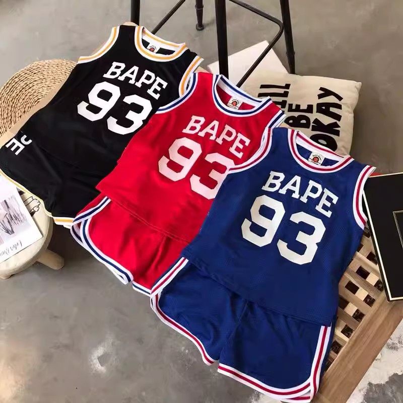 日系潮牌童装儿童t恤25夏季男女儿童篮球服无袖背心运动休闲套装