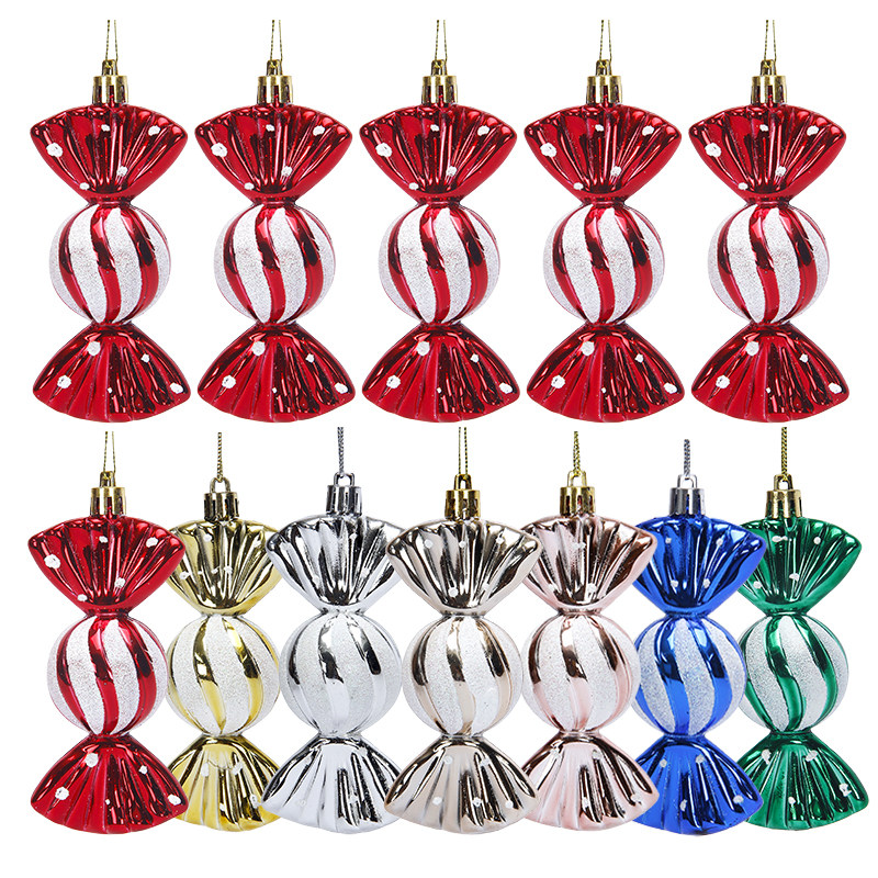 龙虎圣诞节圣诞装饰亮光糖果彩绘圣诞树挂件糖果配件饰品装饰道具