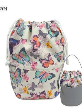 新款拉绳印花obag水桶包帆布内衬 O basket O bag 内胆袋女单肩包