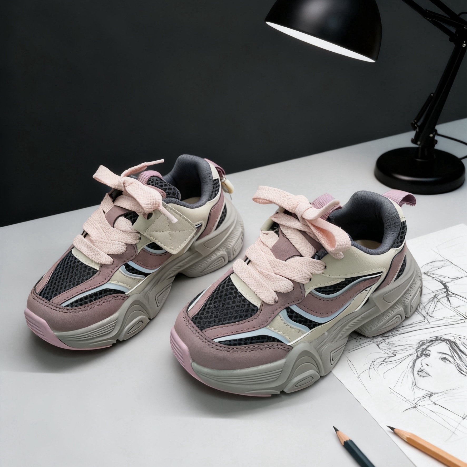 芭杜乐BADULE缤纷撞色运动鞋魔术贴透气舒适缓震厚底2025春秋童鞋