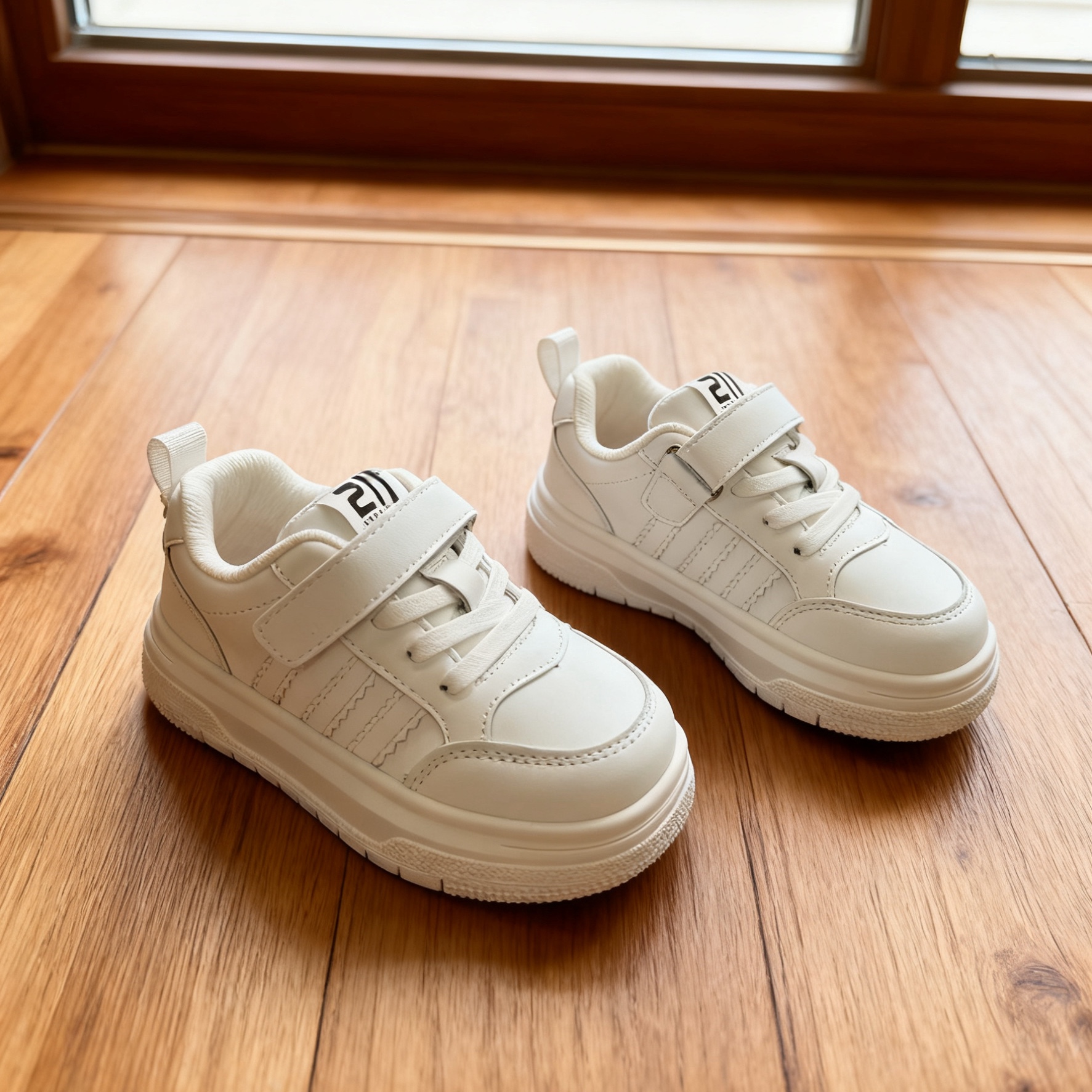 芭杜乐BADULE经典小白鞋简约时尚魔术贴休闲百搭板鞋2025秋季童鞋