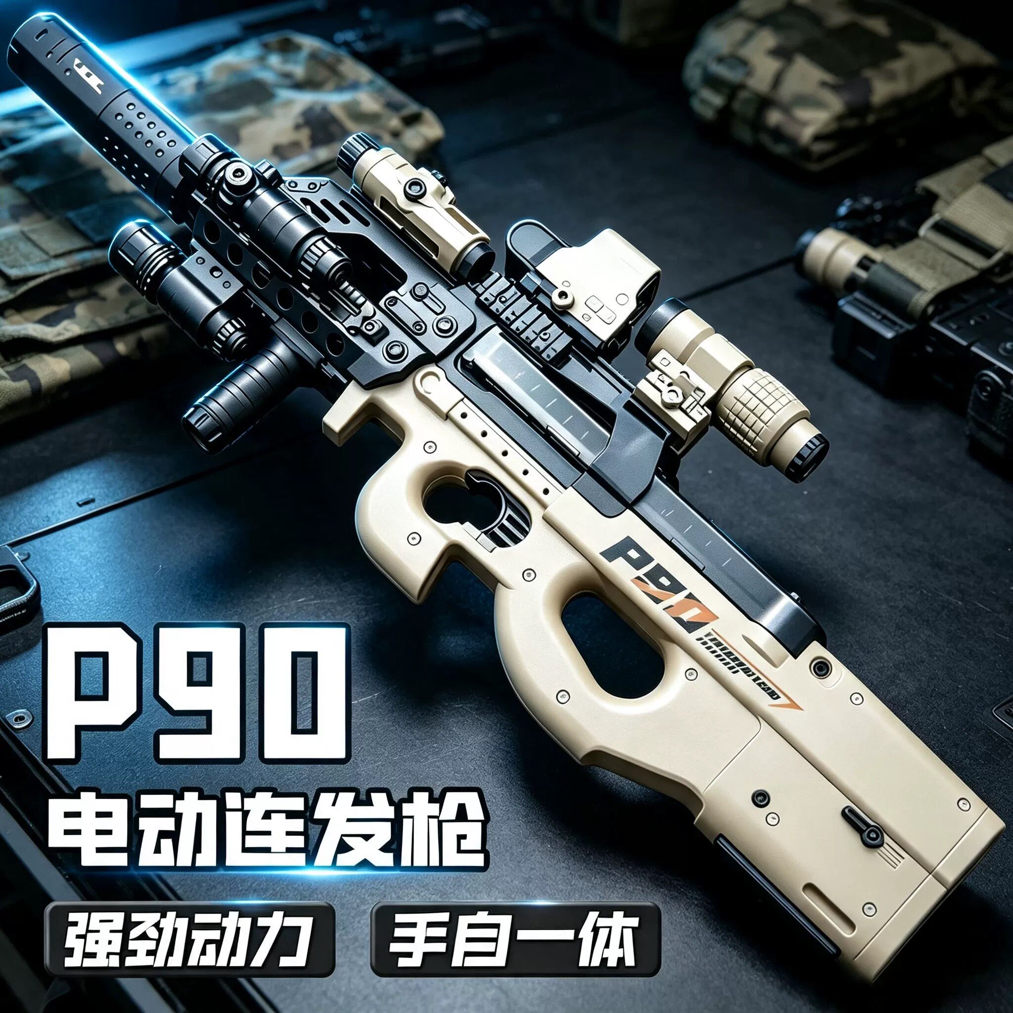 三角洲P90电动连发水导弹玩具枪图片