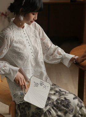 江南范新中式改良汉服上衣2025早春轻国风白色立领通勤气质衬衫
