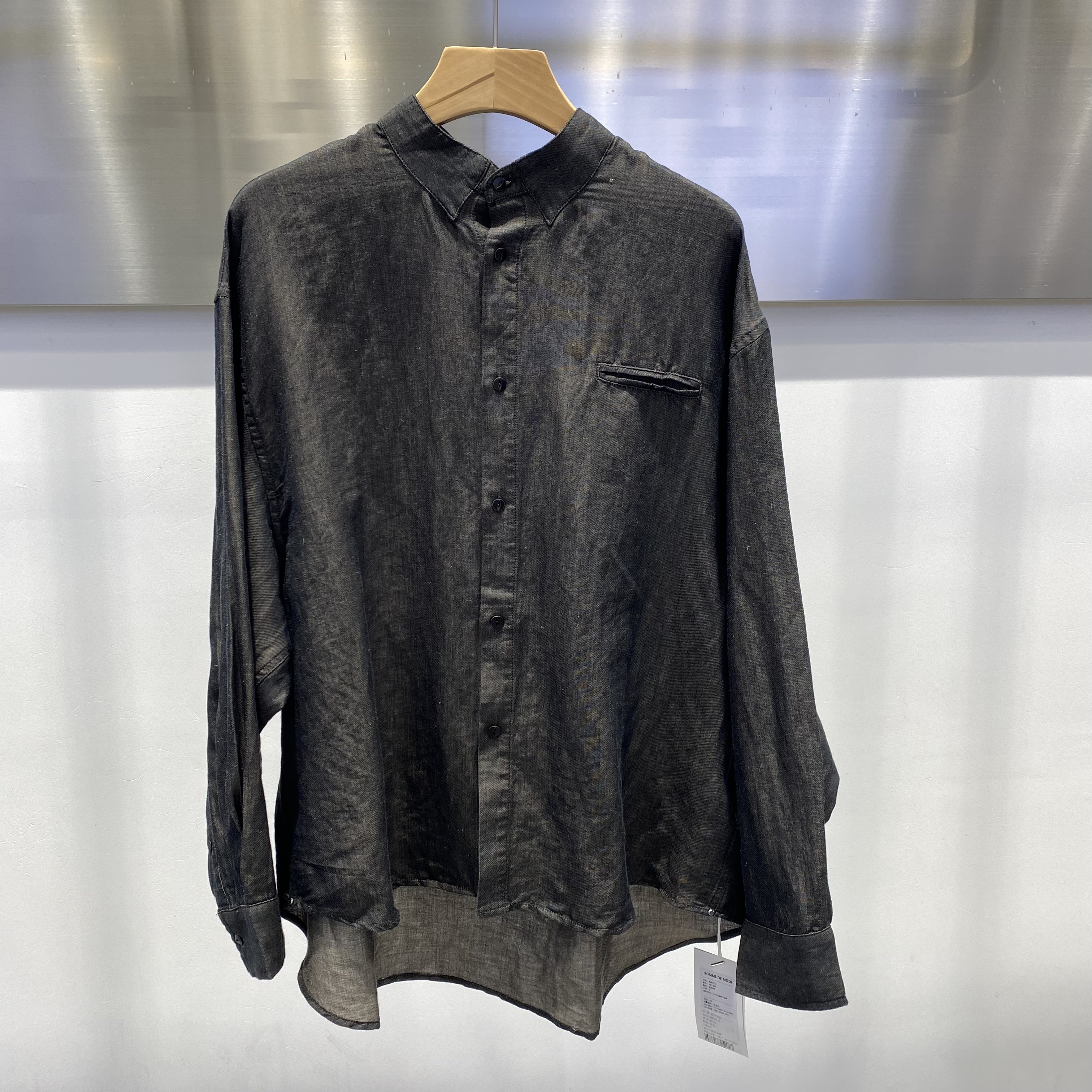 2026新款春装老钱风亚麻衬衫男长袖衬衣时尚百搭上衣