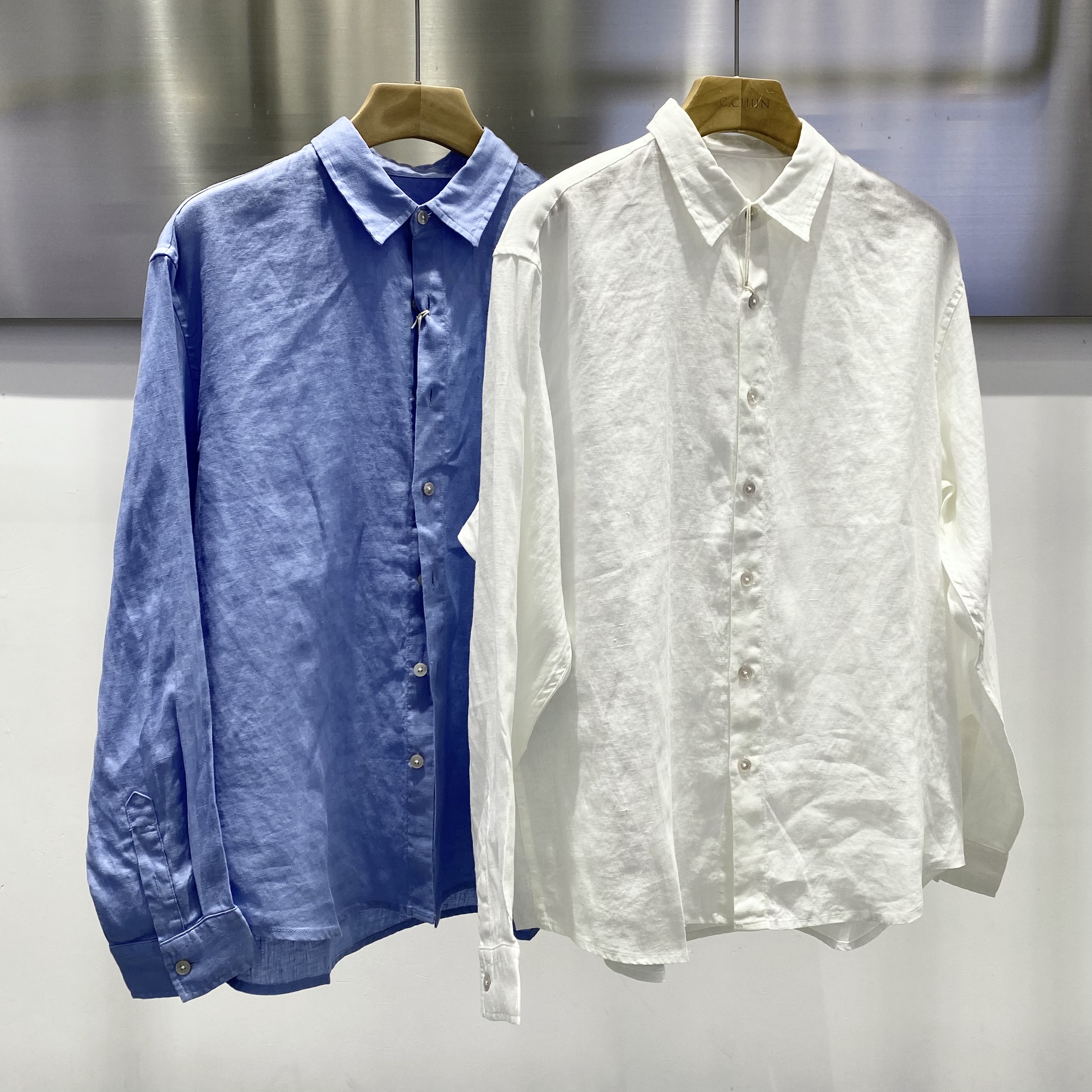 2026新款春装麻料衬衫男长袖衬衣外套时尚百搭上衣