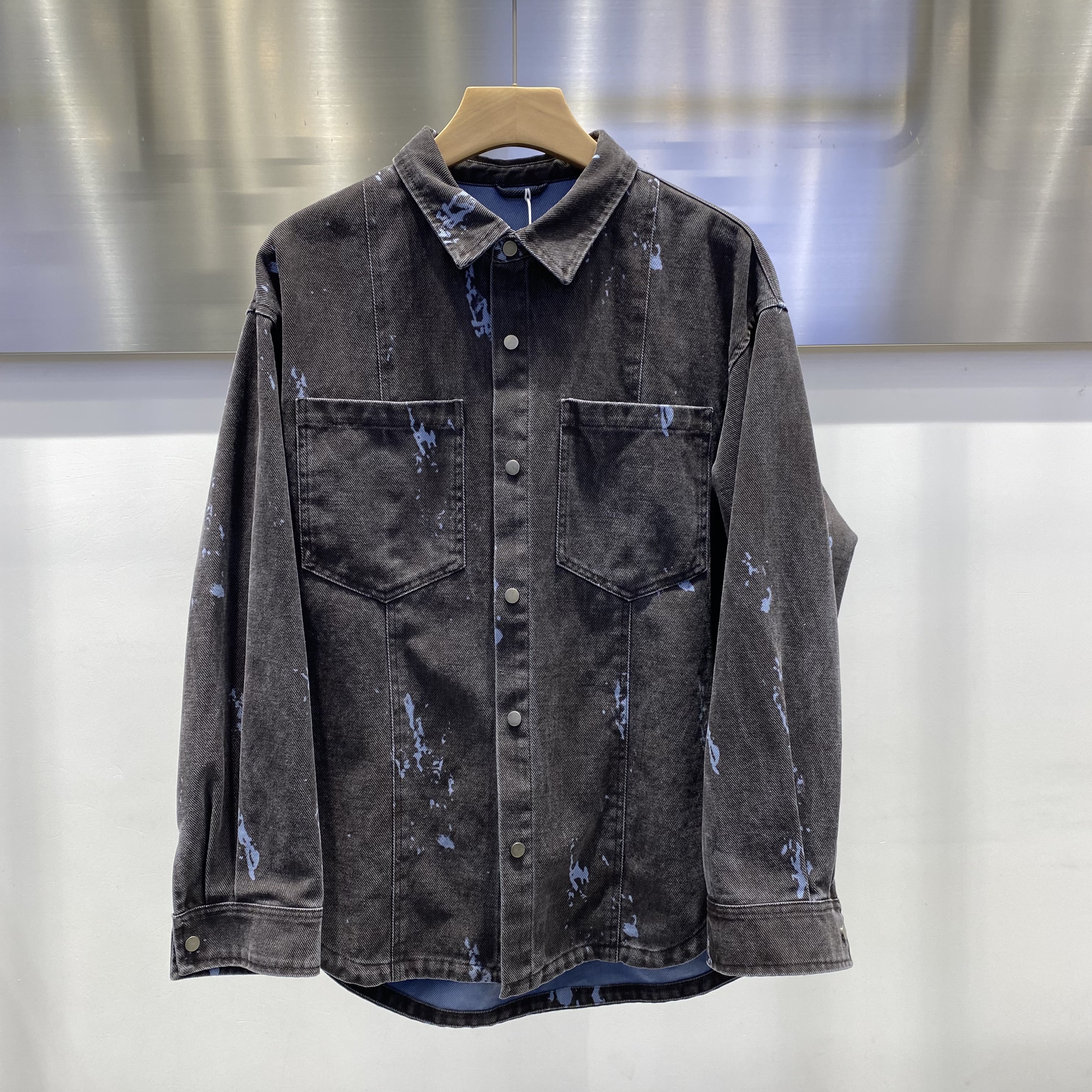 2026新款春装翻领牛仔外套男春秋款复古休闲宽松痞帅衬衫