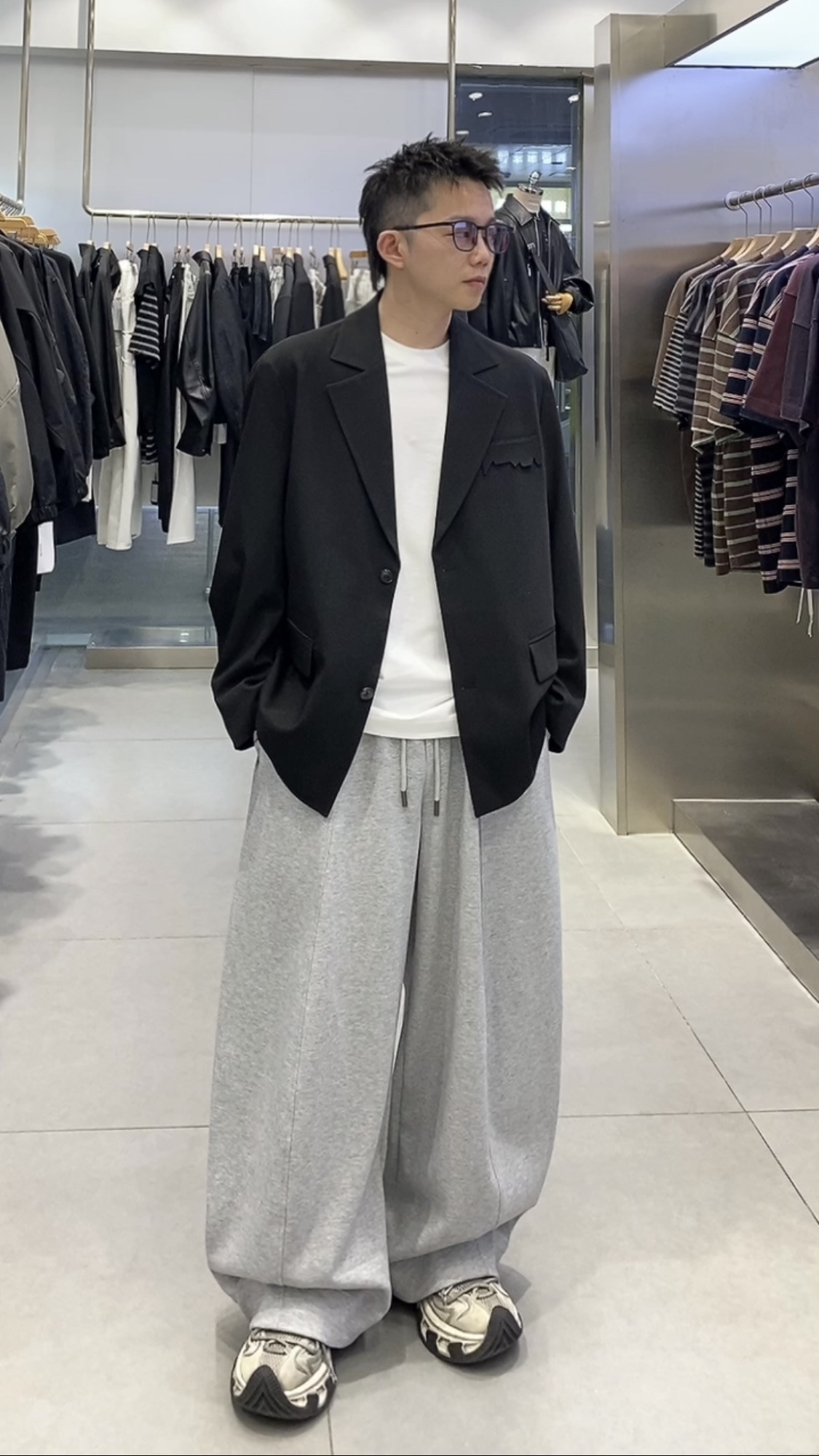 2026新款春装翻领夹克外套男春秋款复古休闲宽松痞帅西装