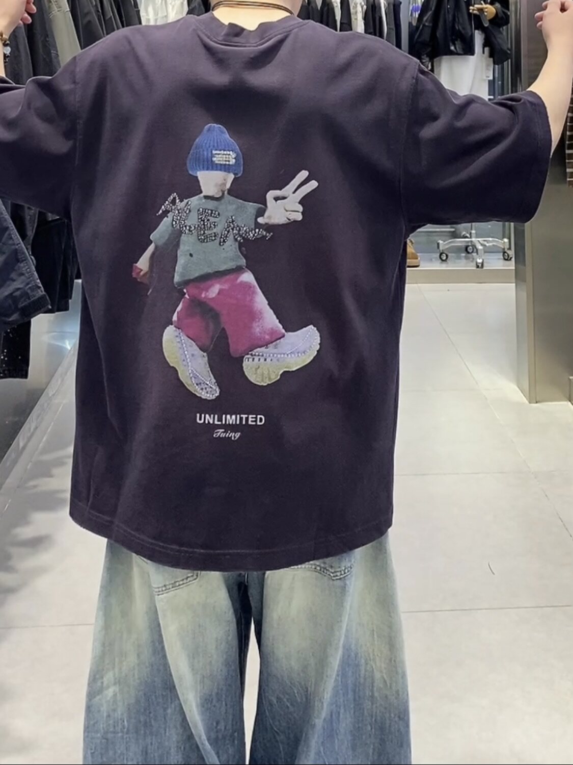 2026新款春装圆领卡通印花短袖T恤男半袖上衣时尚百搭休闲宽松