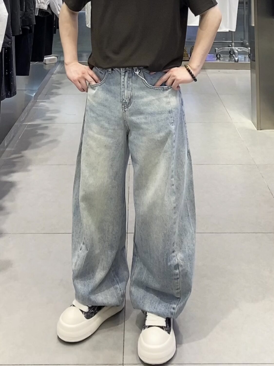 2026新款春装美式高街设计感直筒牛仔裤男女新款复古宽松休闲