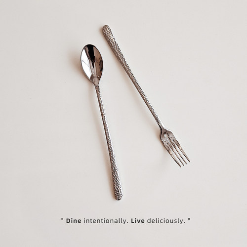 日式锤纹咖啡勺水果叉 甜品勺 316不锈钢轻奢咖啡搅拌勺