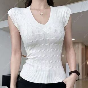 2026新款春季修身打底衫无袖v领针织上衣女早春韩系穿搭内搭小衫