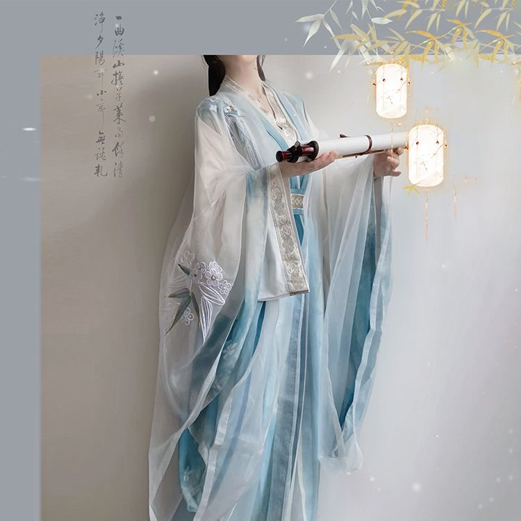 唐制大袖衫直裾重工刺绣
