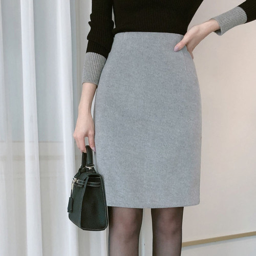 半身裙新品大码呢子包臀一步