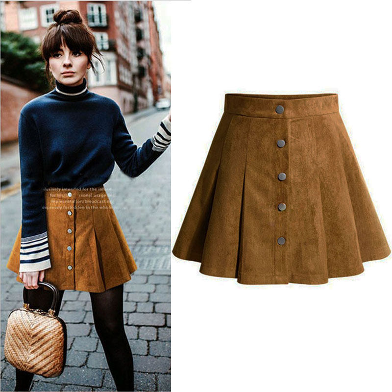 芬展半身裙秋冬新品高腰显瘦包臀麂皮绒伞裙大码一步裙A字裙短裙