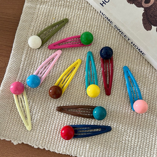 多巴胺少女糖果色球球bb夹儿童发卡彩色水滴大碎发刘海夹侧边夹子