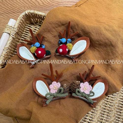 儿童森系鹿角浆果发夹女童圣诞甜美小鹿夹子少女心发卡圣诞节装饰